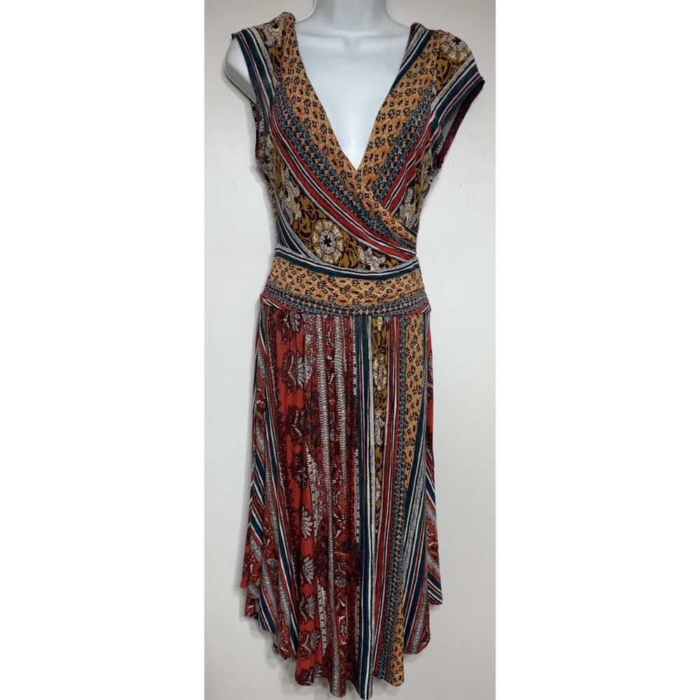 Anthropologie Maeve Tamera Surplice Dress Midi Fit Flare Women’s XS Sleeveless - Picture 3 of 10